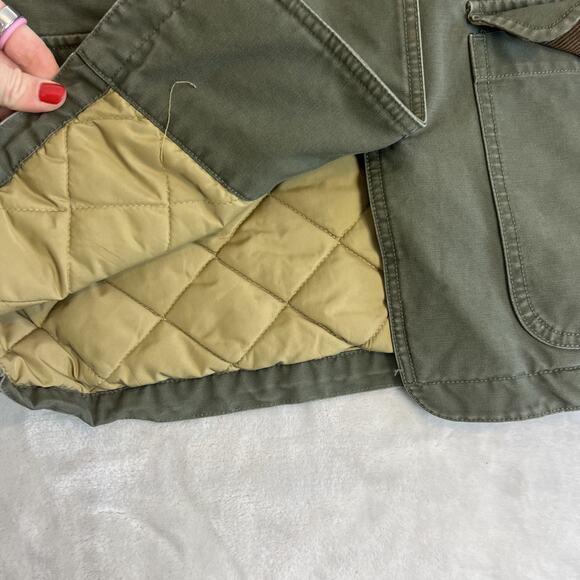 VTG LL Bean Jacket Womens Medium Green Chore Coat Barn Outdoor Workwear Utility - Picture 8 of 12